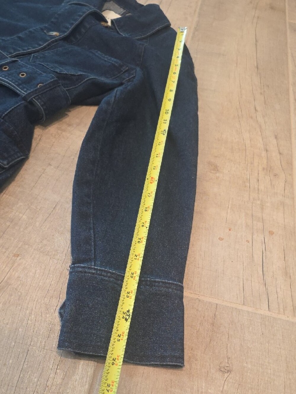 Dark Blue Denim Jean Jacket With Belt At Waist - Picture 9 of 12